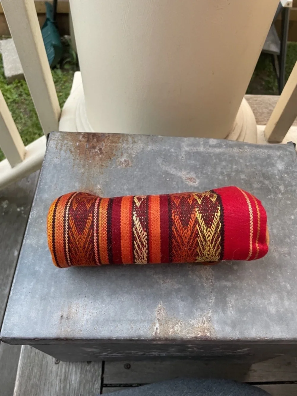 Bolivian Aguayo Pencil Case / Cosmetic Red, Orange and black stripe design